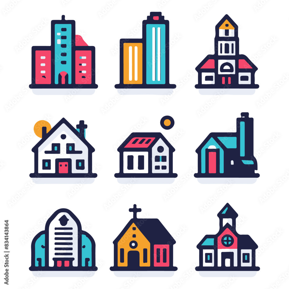 Architectural Mastery: Building Vector Icon Set for Urban Design and Real Estate Projects Architectural Mastery: Building Vector Icon Set for Urban Design and Real Estate Projects
