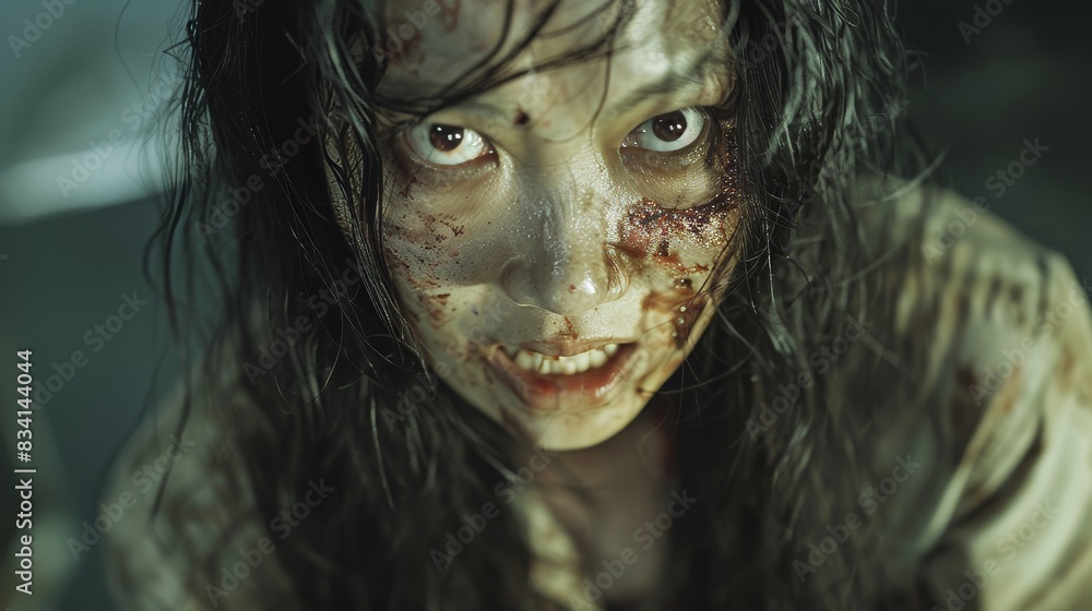 Close-up portrait of a horrible scary zombie. Horror. Halloween. Close-up portrait of a horrible scary zombie. Horror. Halloween.