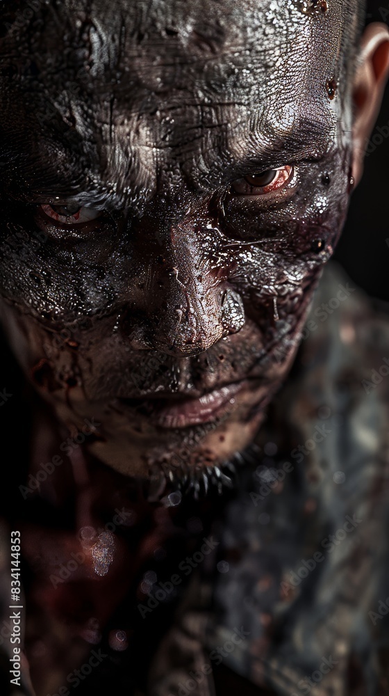 Close-up portrait of a horrible scary zombie. Horror. Halloween. Close-up portrait of a horrible scary zombie. Horror. Halloween.