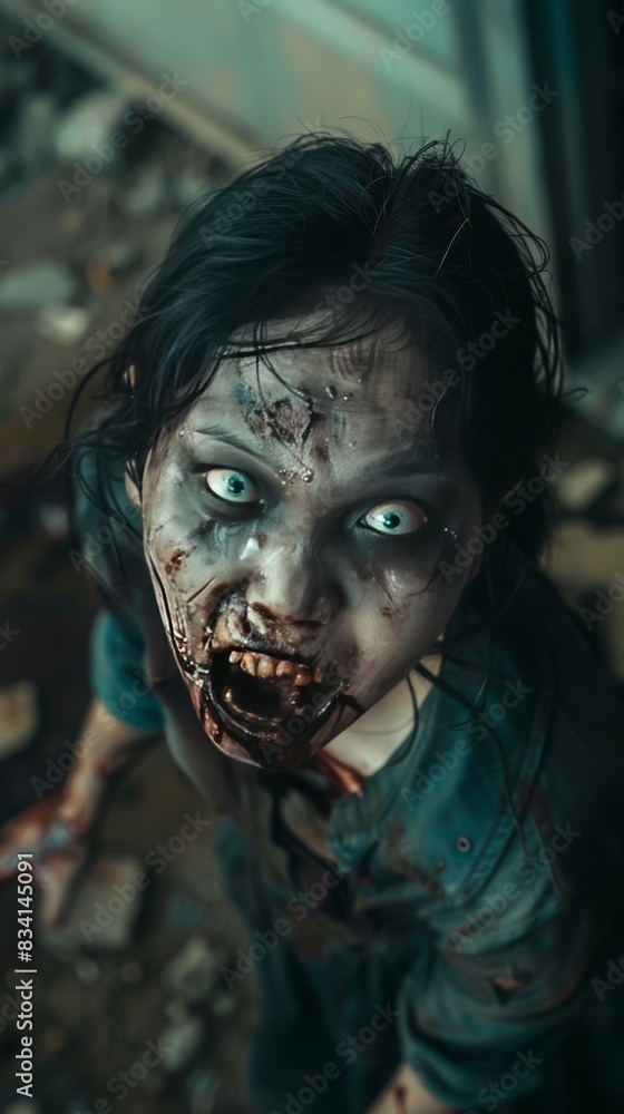 Close-up portrait of a horrible scary zombie. Horror. Halloween. Close-up portrait of a horrible scary zombie. Horror. Halloween.
