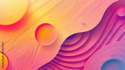 Stylish gradient design with geometric abstractions and artistic texture on a simple colored backdrop