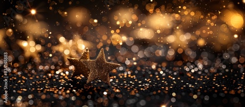 Gold and black festive background with stars