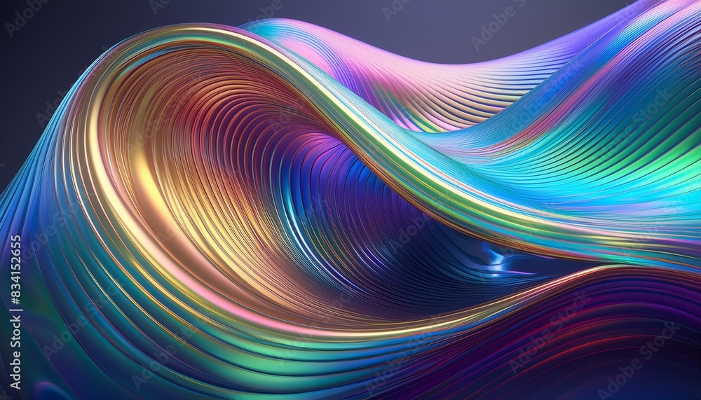Obraz premium Abstract background design, wavy iridescent shape, 3d render