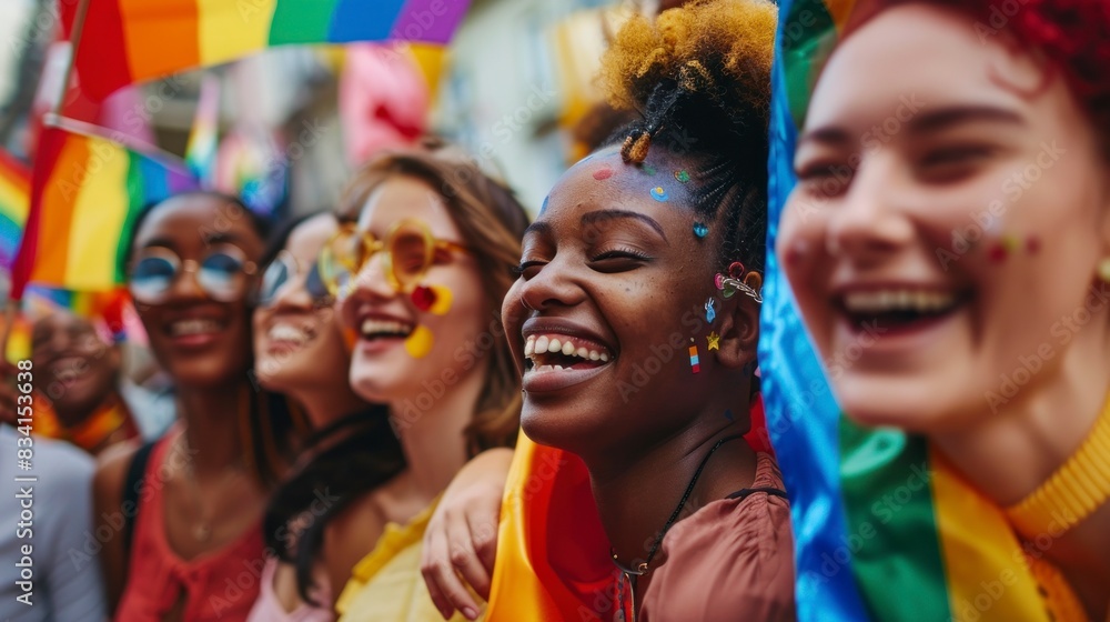 group of people of different ethnicities with the LGBT flag giving each other a hug group of people of different ethnicities with the LGBT flag giving each other a hug