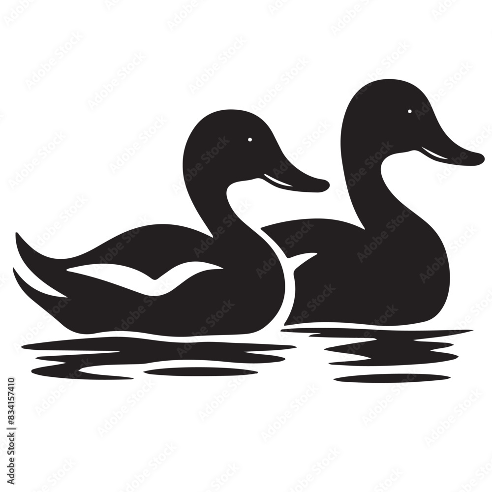 Ducks on Water Vector Silhouette Ducks on Water Vector Silhouette