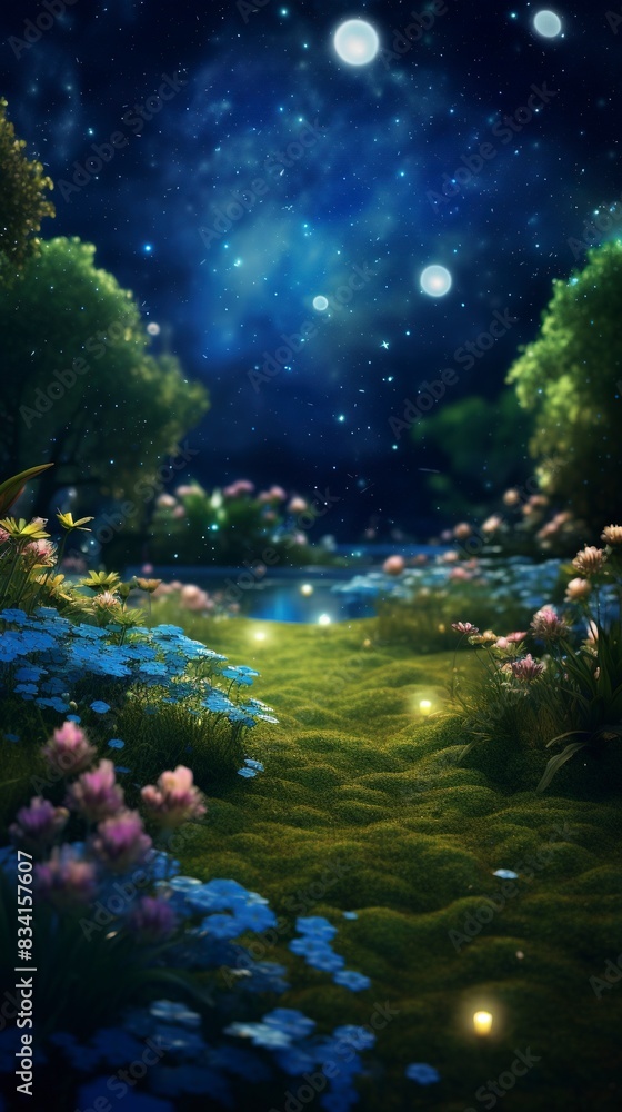 scene with moon and stars, generative ai scene with moon and stars, generative ai