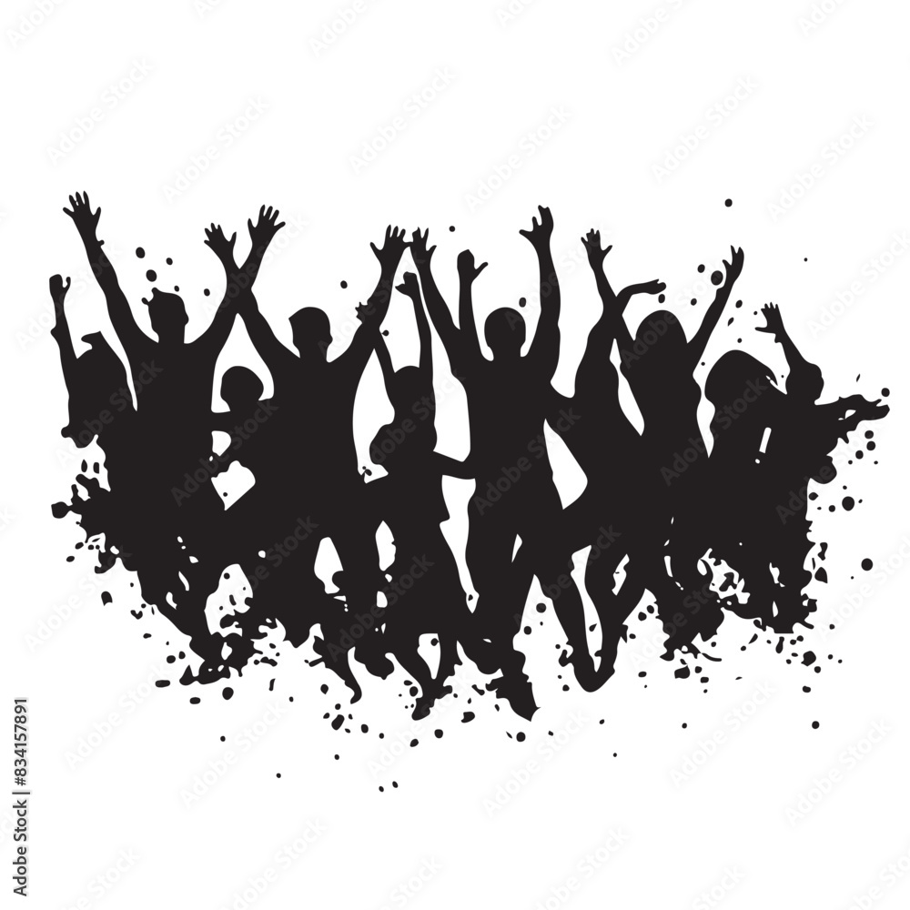 Crowd Grunge Party Silhouette Vector
