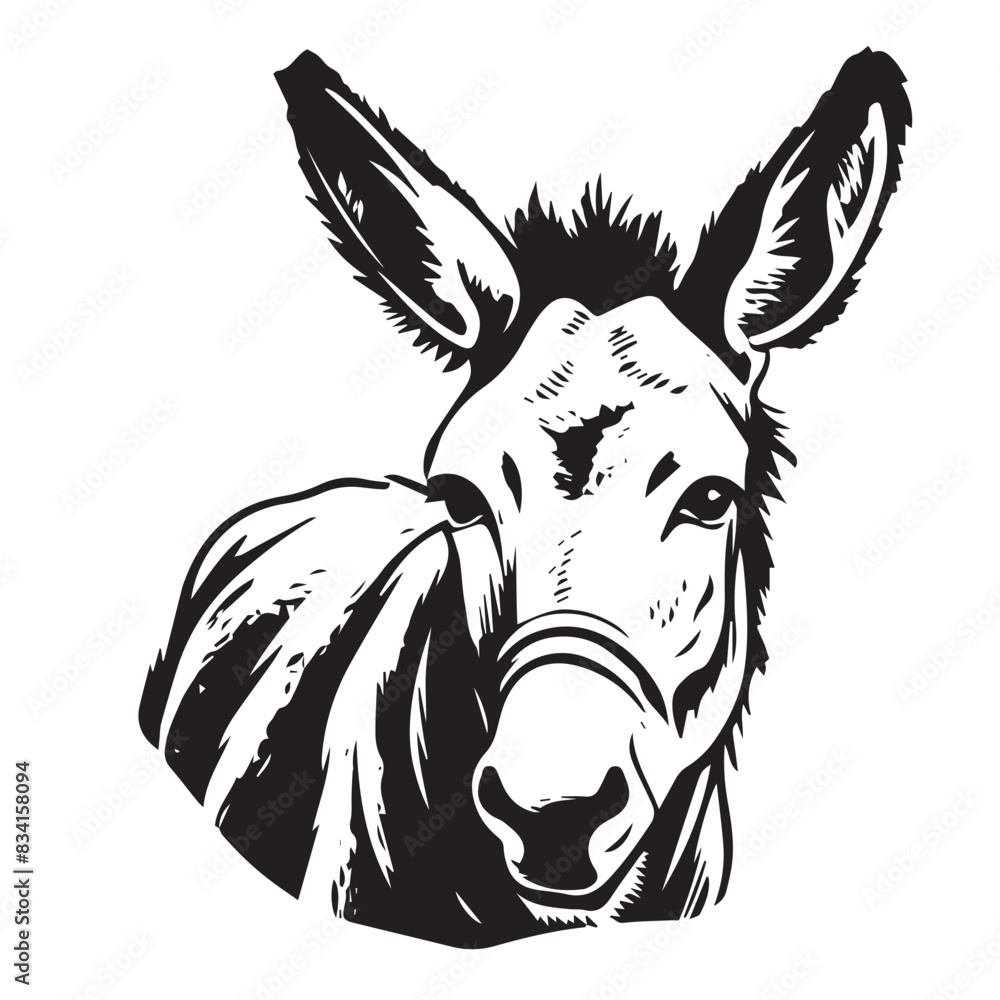 Donkey Comic Stencil Vector