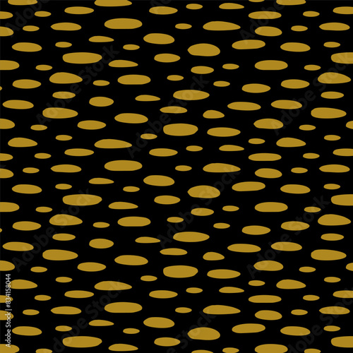 Pattern with abstract spots on a black background, seamless background, trendy print, animalistic pattern