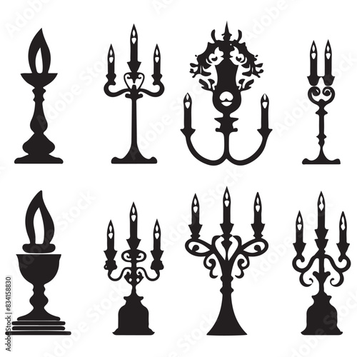 Gothic Candle Vector Silhouette Set