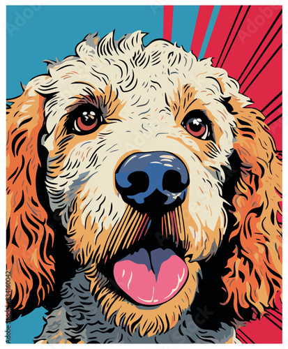Labradoodle Dog Comic Vector Illustration