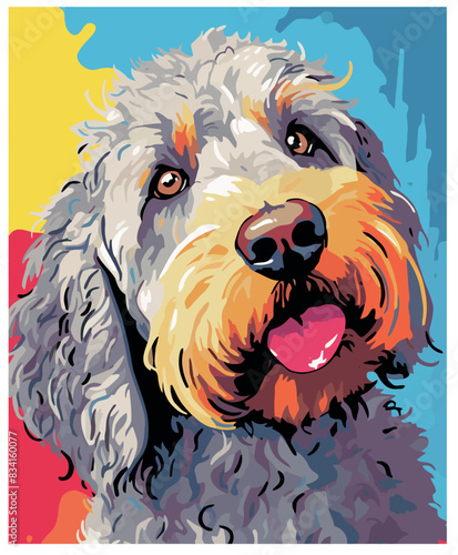 Labradoodle Modern Comic Vector Illustration
