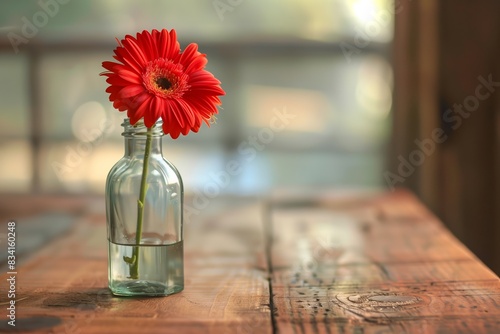 Gerbera Flower Blooming Vase Bottle Room Decoration