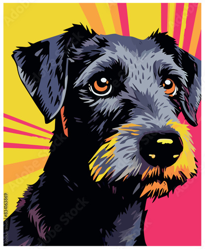 Patterdale Terrier Dog Comic Vector Illustration