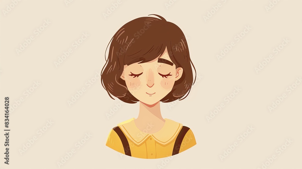 Tranquil young woman with a gentle smile in a yellow shirt Tranquil young woman with a gentle smile in a yellow shirt