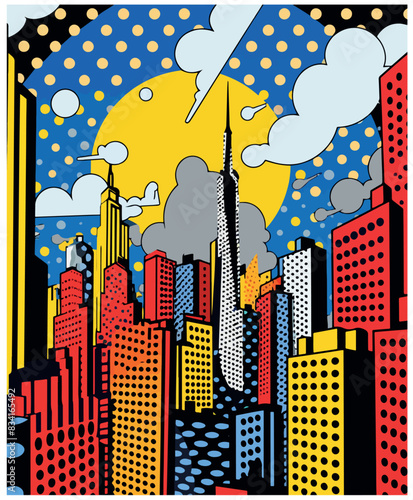 Skyscrapers Comic Vector Illustration