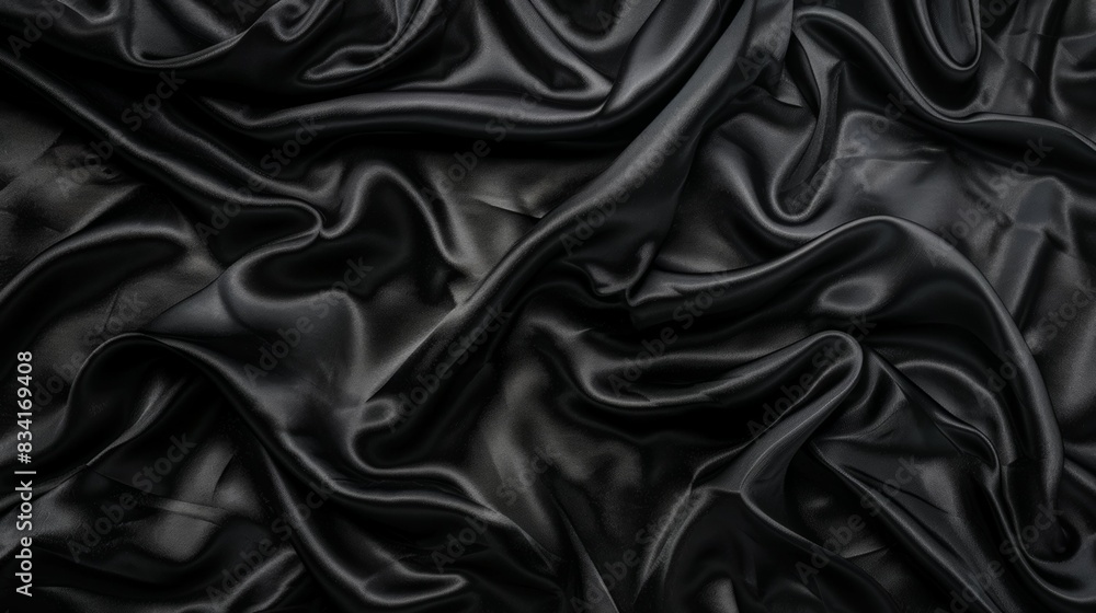 A black fabric with a pattern of swirls and lines A black fabric with a pattern of swirls and lines