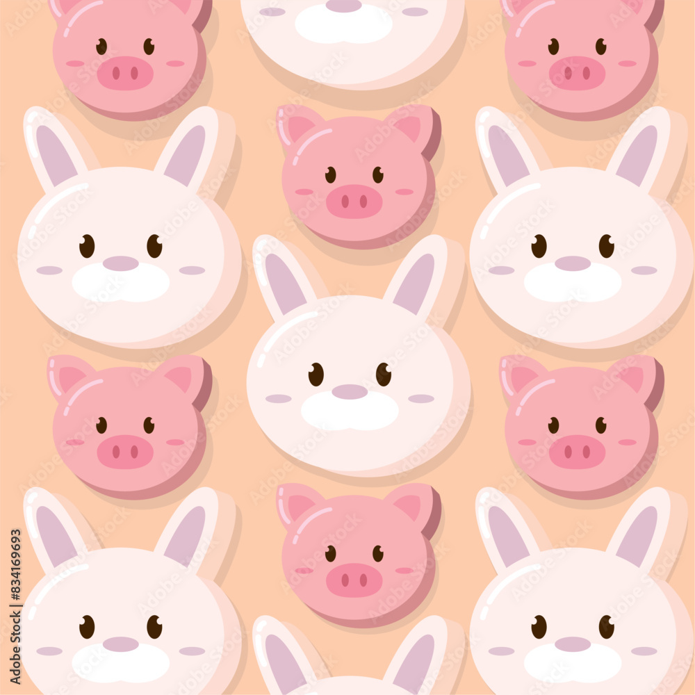 Kawaii animal emoticon pattern background Vector Kawaii animal emoticon pattern background Vector