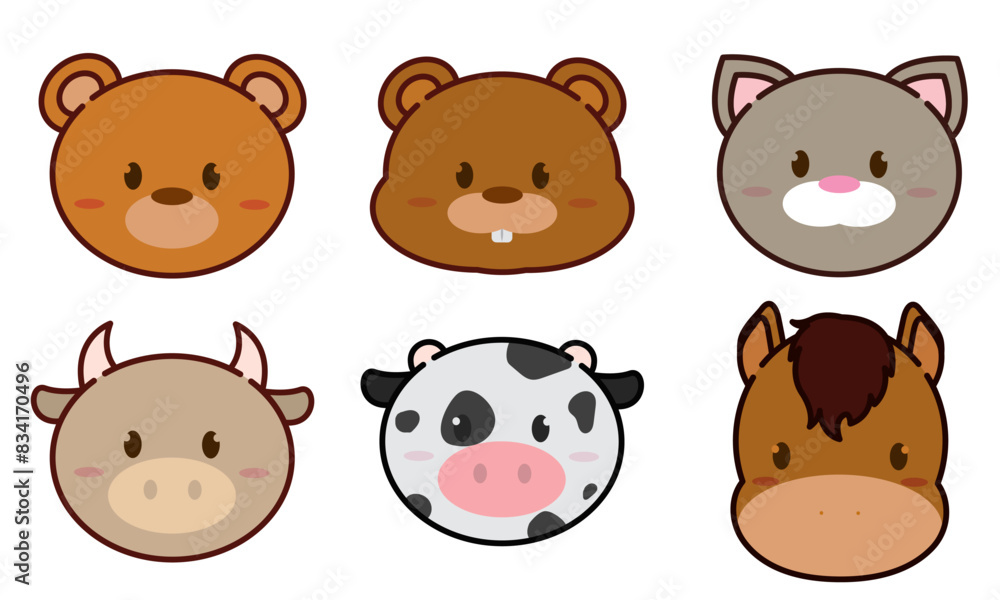Set of kawaii animal emoticons Vector Set of kawaii animal emoticons Vector