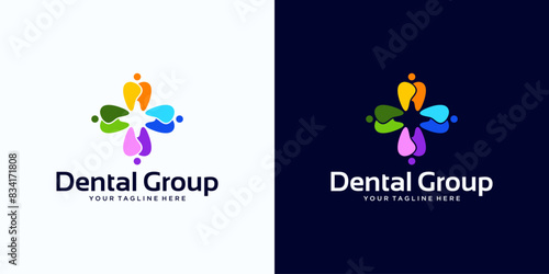 dental care logo design, dental community in full color