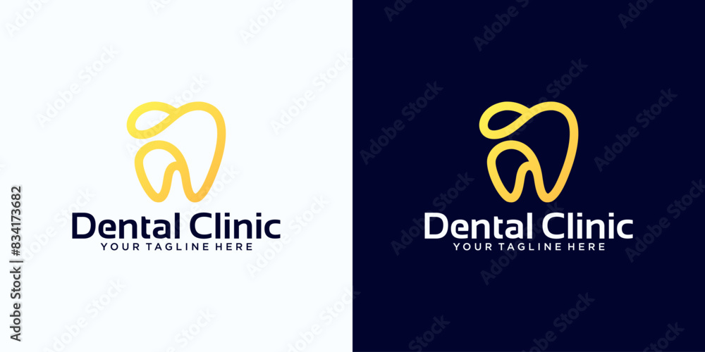 Dental care clinic logo design with modern dental concept in line style Dental care clinic logo design with modern dental concept in line style