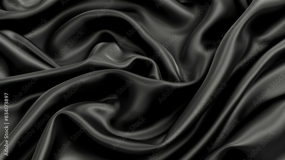 A black piece of fabric with a shiny surface A black piece of fabric with a shiny surface