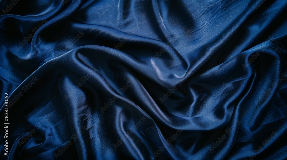 A blue fabric with a pattern of waves A blue fabric with a pattern of waves