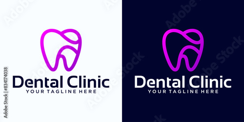 dental care clinic logo design in line style