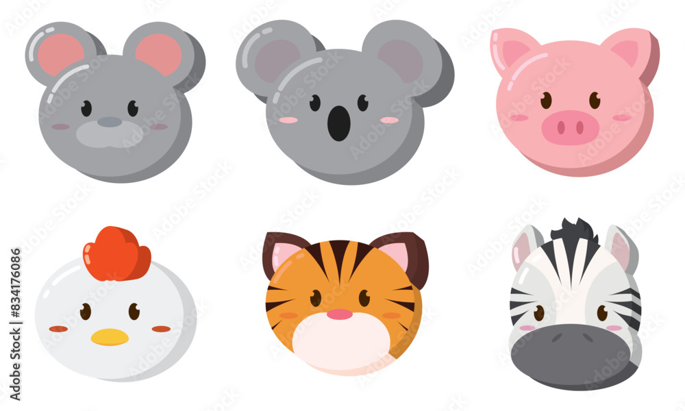 Set of kawaii animal emoticons Vector Set of kawaii animal emoticons Vector