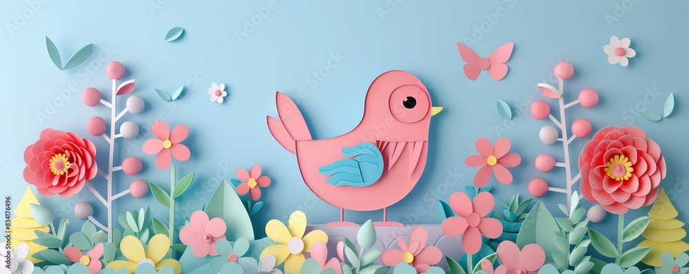Paper Bird in Springtime Garden Paper Bird in Springtime Garden