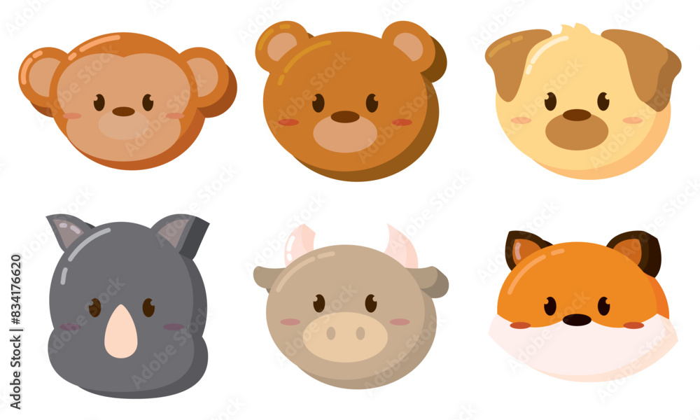 Set of kawaii animal emoticons Vector Set of kawaii animal emoticons Vector