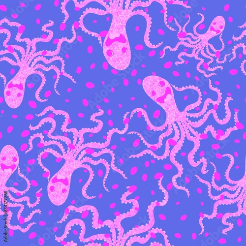 Summer animals seamless octopus pattern for wrapping paper and kids