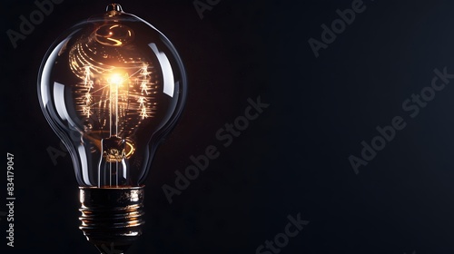 light bulb isolated on black. And an idea of genius springs up.. isolated on transparent background