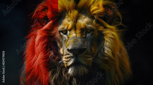 Lion With Belgium Flag Colors 