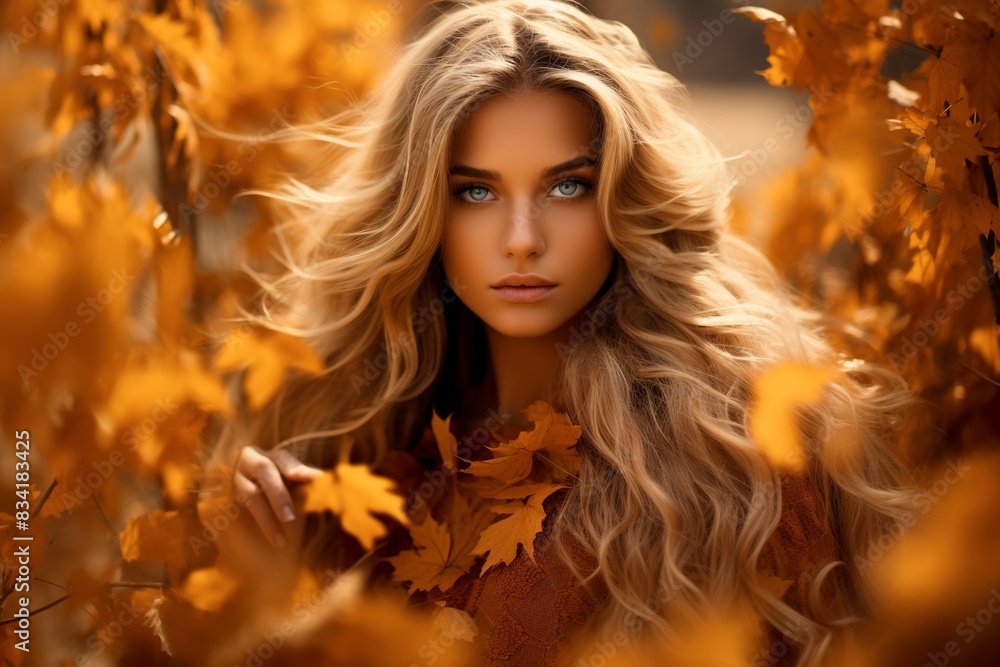 portrait of a woman in autumn forest, generative ai portrait of a woman in autumn forest, generative ai
