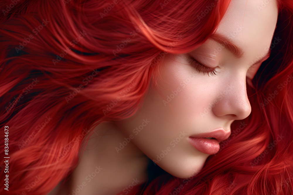 Lovely red hair, full of vitality and color, ready to show off with specialized hair care products. Lovely red hair, full of vitality and color, ready to show off with specialized hair care products.