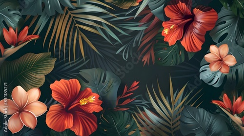 Modern tropical floral background