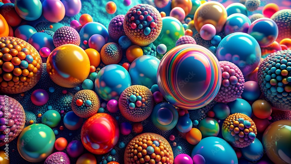 3D illustration of abstract futuristic dense multicolored blobs 3D illustration of abstract futuristic dense multicolored blobs