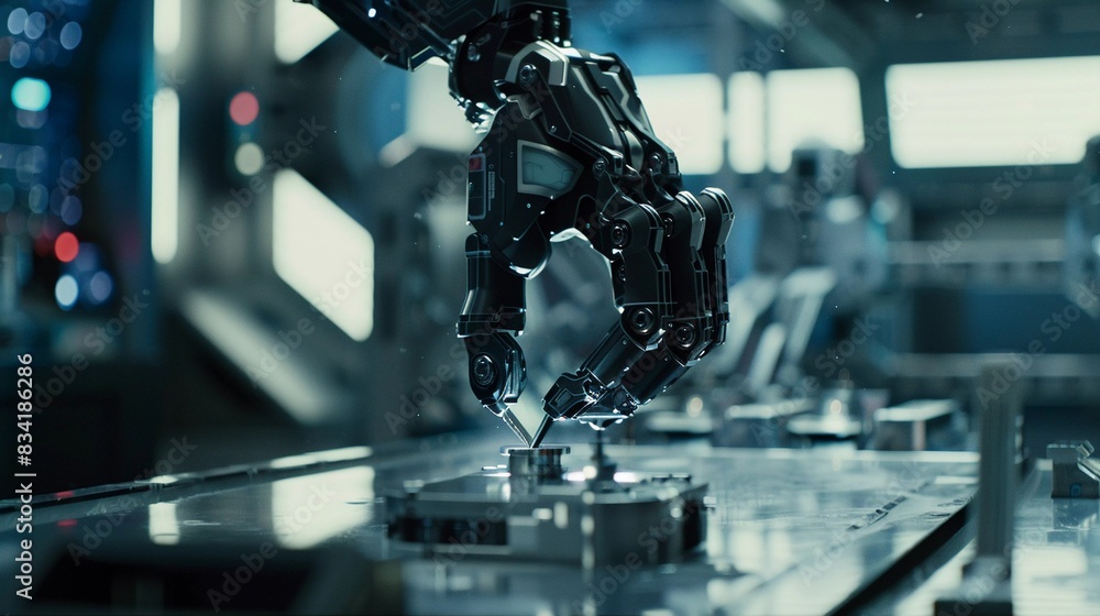 Precision Engineering: Robotic Arm Assembles Complex Product (AI, Automation) Precision Engineering: Robotic Arm Assembles Complex Product (AI, Automation)