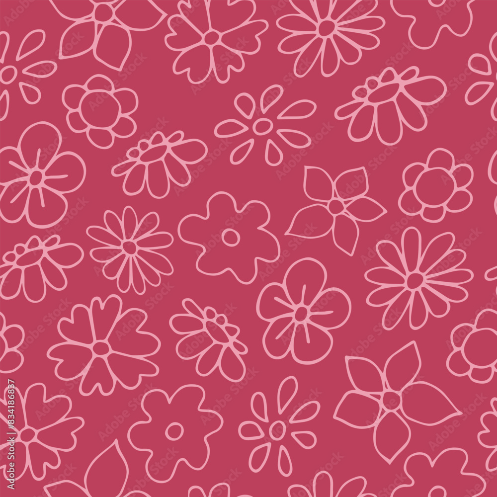 Seamless pattern with hand drawn flowers. Seamless pattern with hand drawn flowers.