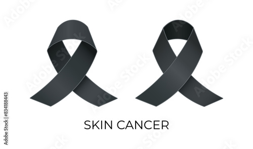 Skin cancer awareness, melanoma awareness. Black ribbon vector illustration