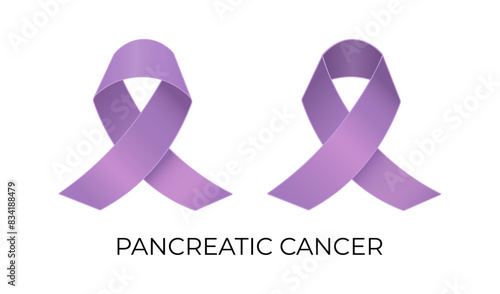 Pancreatic cancer awareness. Purple ribbon vector illustration