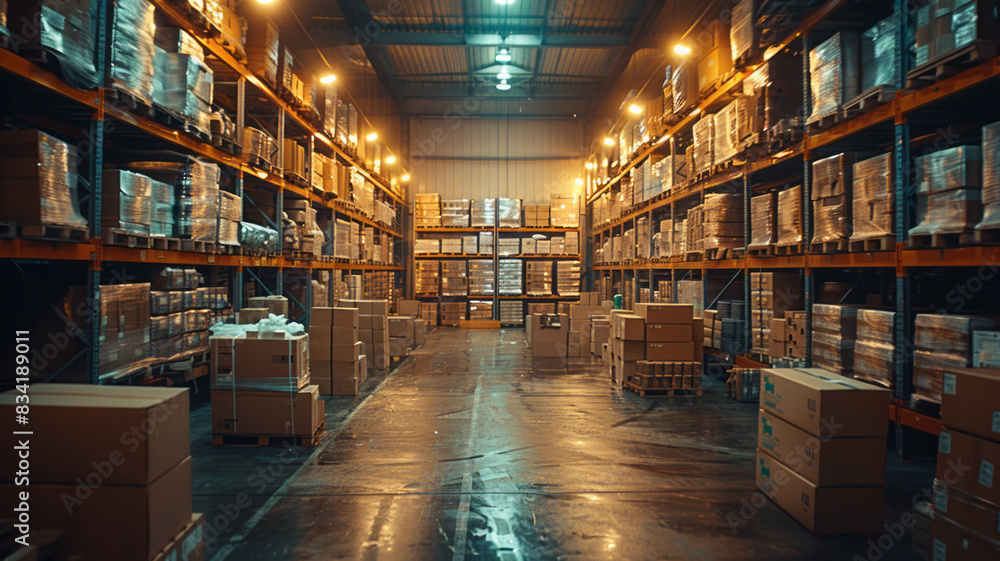 diferent angle, a ware house of delivery company with a lot of boxes,generative ai diferent angle, a ware house of delivery company with a lot of boxes,generative ai