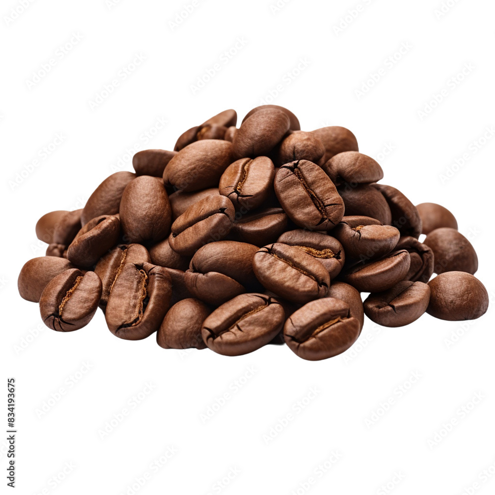 A pile of coffee beans isolated on a transparent background A pile of coffee beans isolated on a transparent background