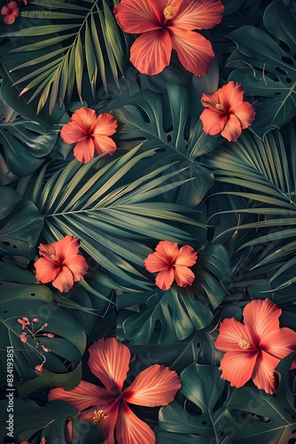 Modern tropical floral background © Ziyan