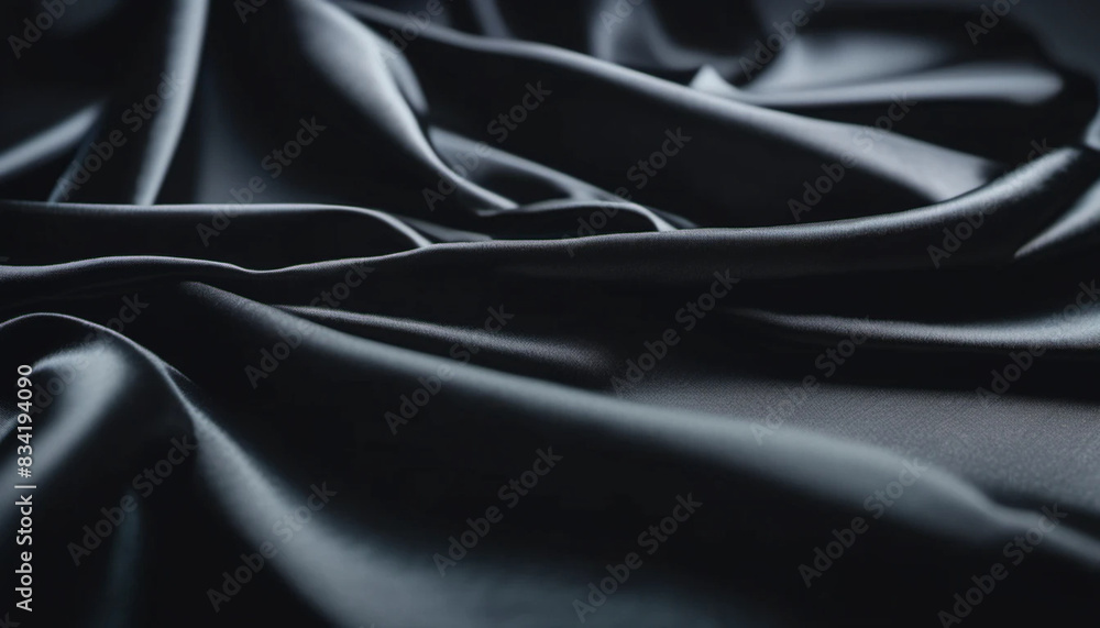 Fototapeta premium Close up of draped black satin as a background 