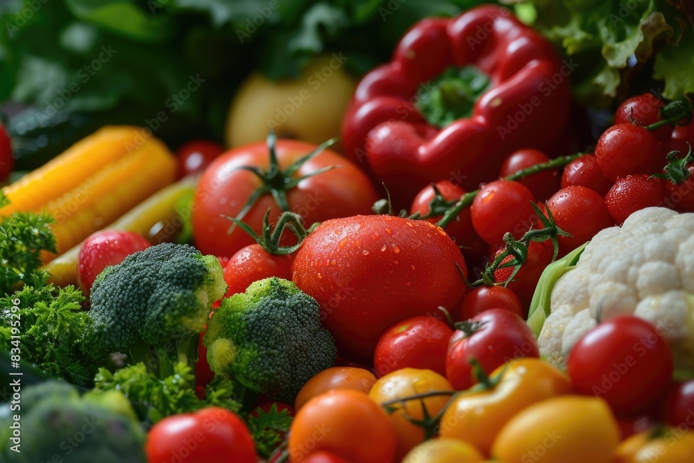Close-up shot of various colorful vegetables, suitable for use in cookbooks, food blogs or advertising healthy eating Close-up shot of various colorful vegetables, suitable for use in cookbooks, food blogs or advertising healthy eating