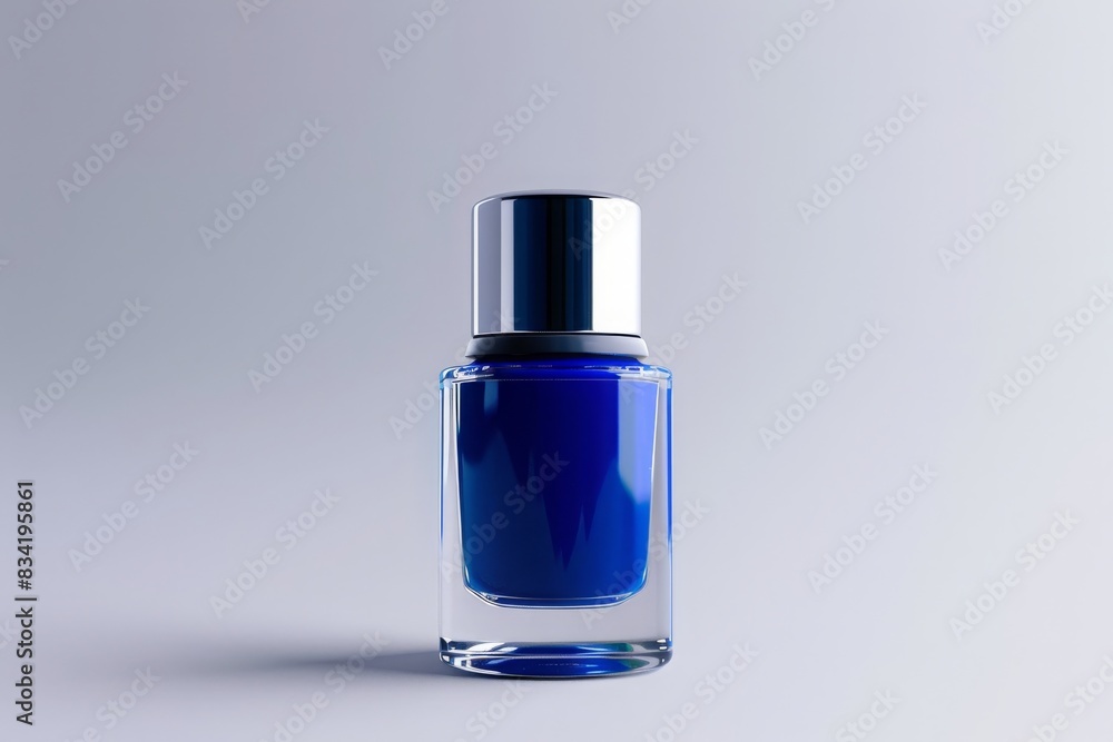 bottle of royal blue nail polish on plain white background from Generative AI bottle of royal blue nail polish on plain white background from Generative AI