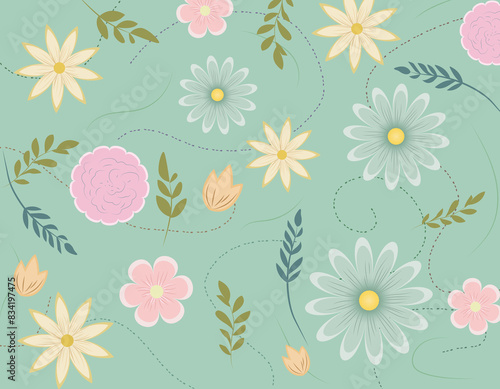 Spring Blooms Floral Wallpaper Background