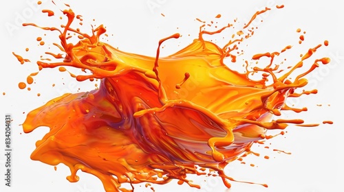 A splash of orange juice on a white background